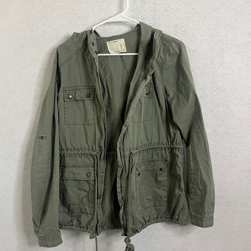 Life in Progress Olive Green Military Utility Jacket – Size M